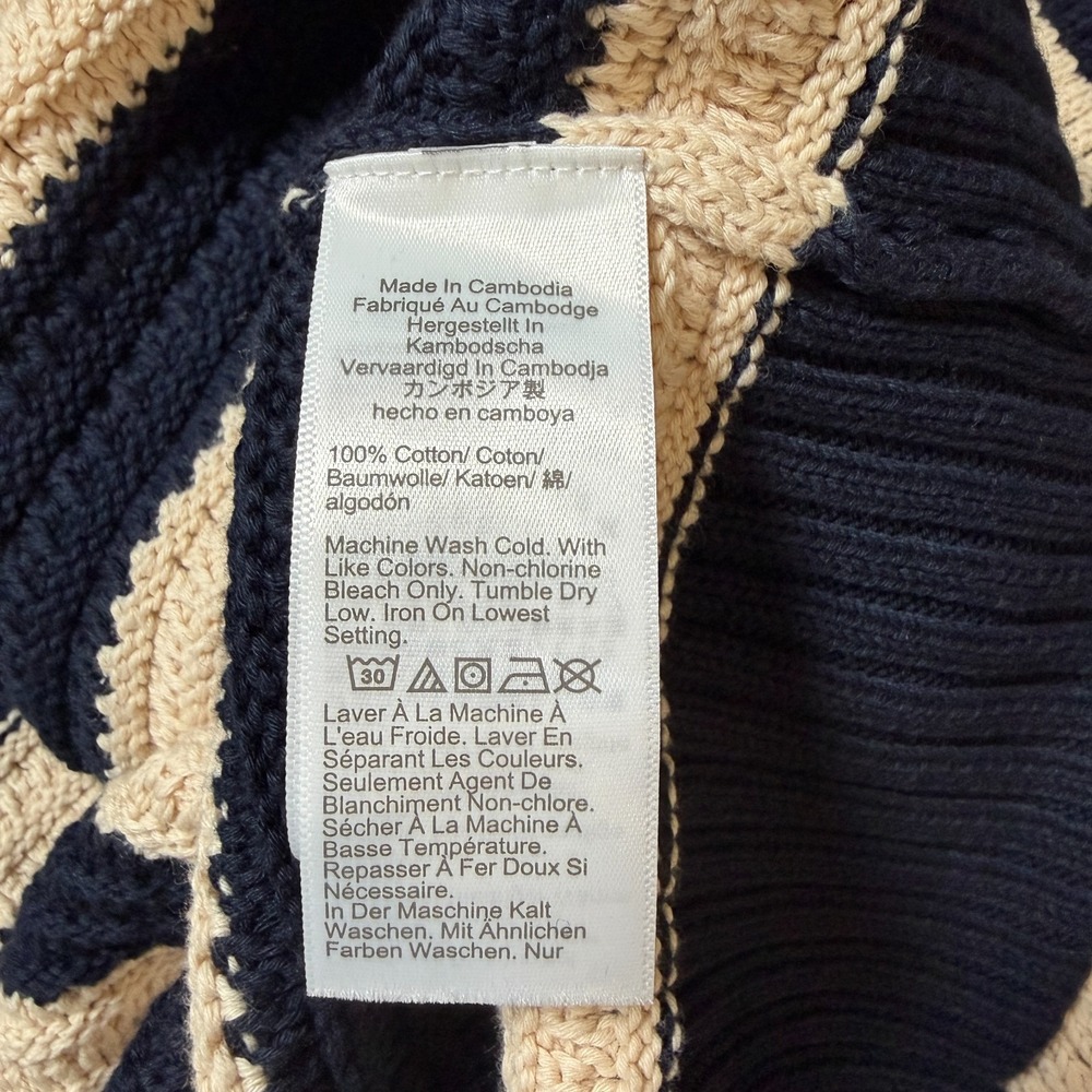 J. Crew Womens Striped Sweater Button Shoulder‎ Sz XL Fisherman Quiet Luxe Beach - Picture 6 of 7